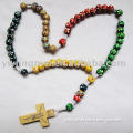Rainbow Fashion wood bead necklace Catholic rosary